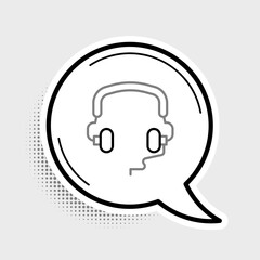 Sticker - Line Headphones icon isolated on grey background. Earphones. Concept for listening to music, service, communication and operator. Colorful outline concept. Vector