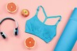 Sportswear and Workout Accessories with Healthy Fruits