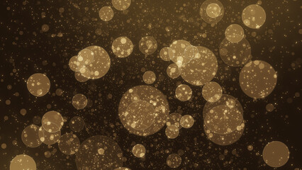 Wall Mural - gold glitter lights abstract background, defocused golden particles glittery on dark background with
