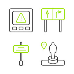 Sticker - Set line Location and monument, Road traffic sign, and Gps device error icon. Vector