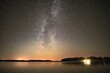 the milky way visible above the lake