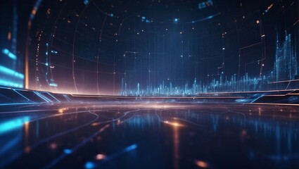 illustration of futuristic high-speed light in cyberspace. information technology network of data ce