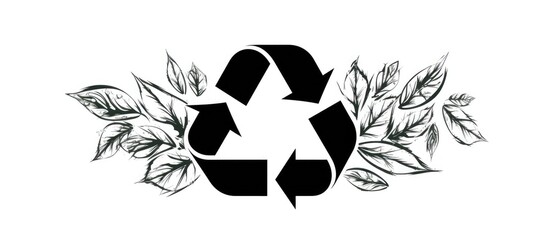 Poster - Black outline of recycle symbol on white background illustrated as raster image