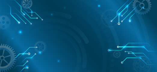 Wide Cyber security internet and networking concept. Hi-tech vector illustration with various technology elements. Abstract global sci fi concept. Digital internet communication on blue background.