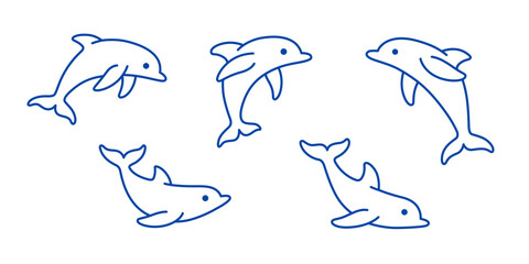 Wall Mural - Cartoon dolphin sketch line icon. Flat vector illustration.