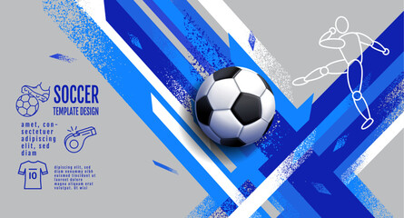 Wall Mural - Soccer Template design , Football banner, Sport layout design, Blue Theme, vector