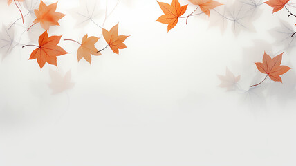 Wall Mural - white background with copy space yellow autumn leaves layer postcard.