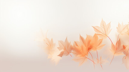 Wall Mural - white background with copy space yellow autumn leaves layer postcard.