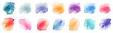 Set Of Watercolor Circles Brash Multicolored. Watercolor On White Background. This Is Watercolor Splash. It Is Drawn By Hand Transparent Background.