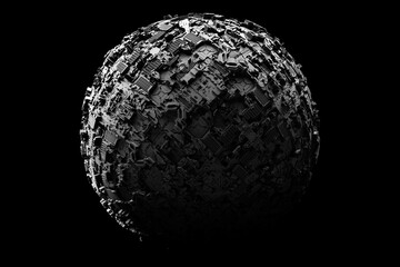 Aufkleber - Abstract dynamic black   shape sphere. 3D illustration and rendering. Elegant line background.