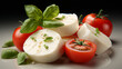 Frische Caprese: Mozzarella, Tomaten und Basilikum