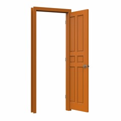 orange open isolated door closed 3d illustration rendering