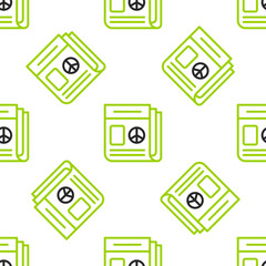 Poster - Line News icon isolated seamless pattern on white background. Newspaper sign. Mass media symbol. Vector