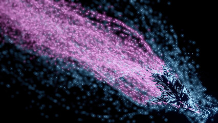 Wall Mural - pink and green glitter. design. a black background with a small dust of different colors that glitte
