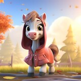  illustration with cute horse in a coat