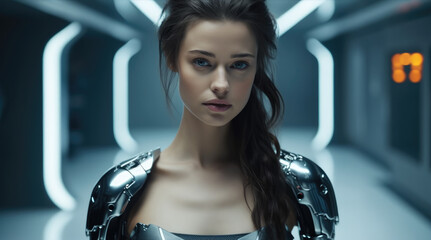Poster - Beautiful female artificial intelligence robot.