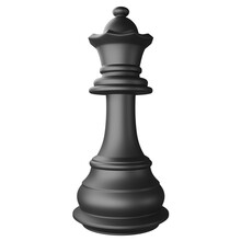 Black Queen Chess Piece Clipart Flat Design Icon Isolated On Transparent Background, 3D Render Chess And Board Game Concept