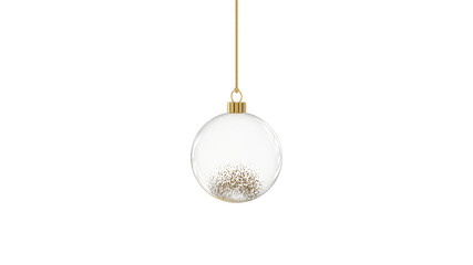 Wall Mural - christmas ball glossy transparent glass with golden swirl at the bottom hanging from top upright 3d 