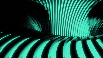 Poster - Dizzying moving spiral of stripes. Design. Spiral tunnel moves with stripes on black background. Abstract 3d tunnel with moving waves stripes