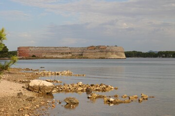 Canvas Print - Scenic view of the fortress of St. Nicholas at the entrance to Sibenik Bay, Croatia.