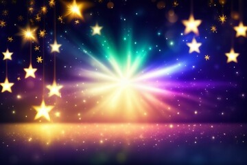 Sticker - the stars and the background is a rainbow colored, with bright rays