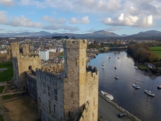 Sticker - Aerial view of the Carnarvon Castle in Caernarfon, Gwynedd