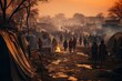  Crowded refugee camp during a humanitarian crisis, Generative AI 