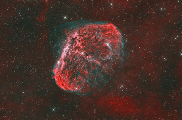 Wall Mural - crescent emission nebula also known in the cygnus constellation. at the center the star wolf-rayet.