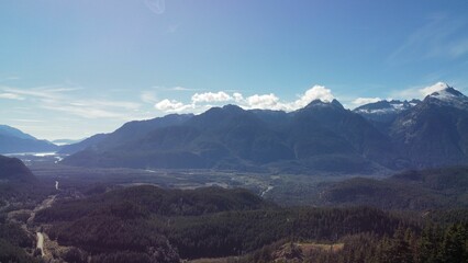 Canvas Print - Aerial view of the Howe sounds on a sunny day, Squamish, British Columbia, Canada