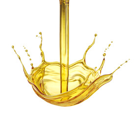 Wall Mural - Golden Fuel oil or Olive oil drop isolated on white background, 3d rendering.