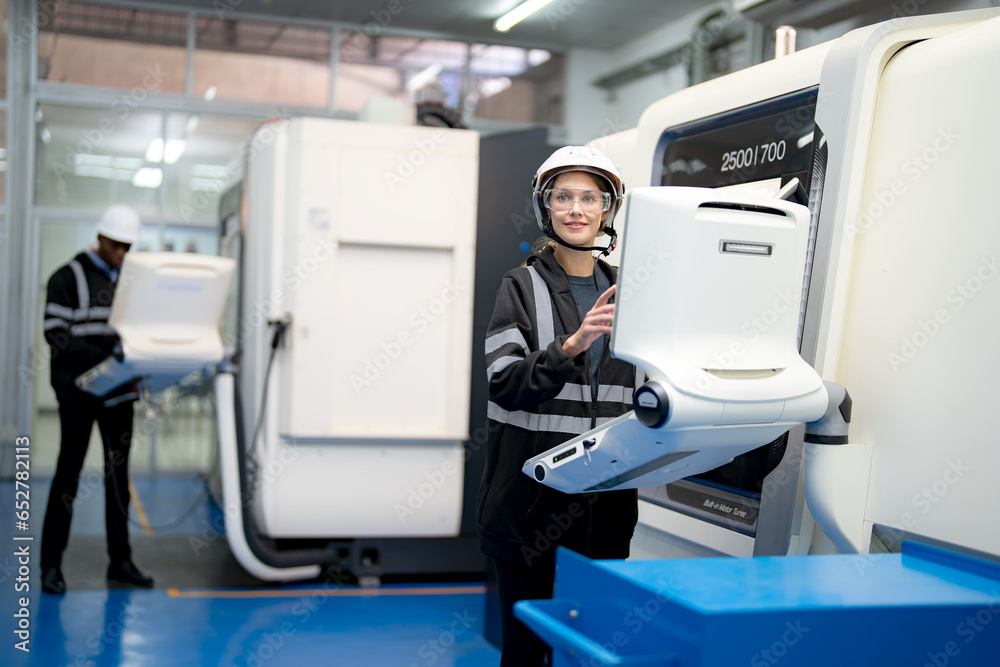 Smart industry for digital factory production technology showing ...