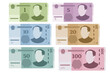 Banknotes Yuan Renminbi isolated on a white background. Chinese currency yuan set bundle banknotes paper money 100 CNY.