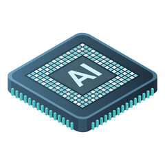 Poster - isometric artificial intelligence chip concept. artificial intelligence concept. futuristic microchi