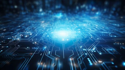 Technik, technologie, Computer, kommunikation, leiter, bahnen, licht, blau , dunkel, generative AI