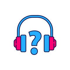 Poster - Filled outline Headphones icon isolated on white background. Support customer service, hotline, call center, faq, maintenance. Vector