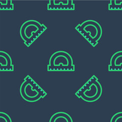 Poster - line protractor grid for measuring degrees icon isolated seamless pattern on blue background. tilt a