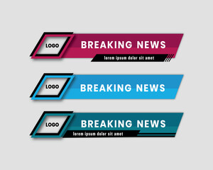 Wall Mural - Stylish color full geometric modern lower third banner template design premium Vector, streaming sport news design
