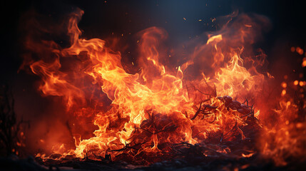 Wall Mural - Fire in the fireplace HD 8K wallpaper Stock Photographic Image