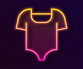 Wall Mural - Glowing neon line Summer beach swimsuit icon isolated on black background. Beach women fashion. Vector