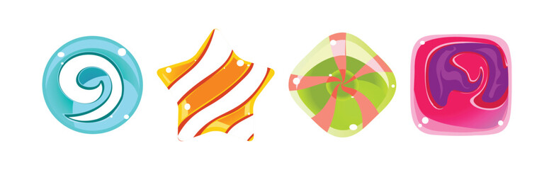 Poster - Fantasy Sweet Candy and Caramel Element for Game Design Vector Set