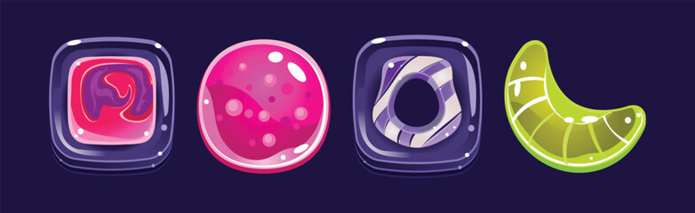 Poster - Fantasy Sweet Candy and Caramel Element for Game Design Vector Set