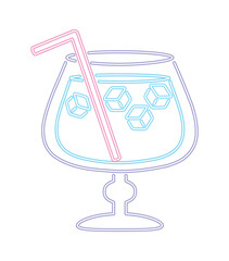 Sticker - neon cocktail with ice