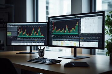 Leinwandbilder - A snapshot of a desktop computer in a creative modern office.