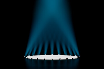 Wall Mural - 3d presentation scene pedestal illuminated by ray of spot light. 3d rendering of mockup of presentat
