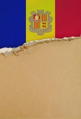 Wall Mural - Andorra flag background on torn wallpaper