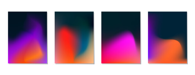 SET SOFT PASTEL COLOR GRADIENT MESH FLUID BLURRED DARK BACKGORUND DESIGN WITH COPY SPACE AREA VECTOR TEMPLATE GOOD FOR POSTER, WALLPAPER, COVER, FRAME, FLYER, SOCIAL MEDIA 