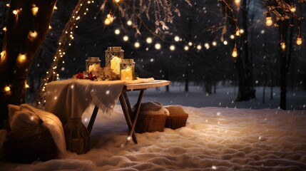 Canvas Print - picnic in the snow