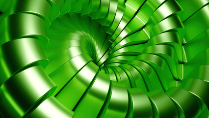 Aufkleber - Green and yellow twisted tunnel. Design. A moving twisted pigtail made in 3d format that moves inwards.