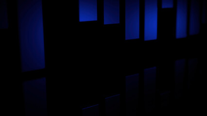 Poster - Black background with blue stripes. Design. Small vertical stripes that oscillate in different directions in abstraction.