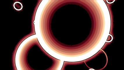 Poster - Black background with flying bubbles. Design. Red and purple bubbles with neon lights made in cartoon abstraction.